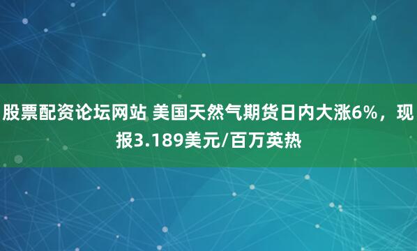 股票配资论坛网站 美国天然气期货日内大涨6%，现报3.189美元/百万英热