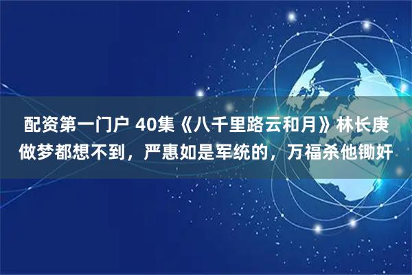 配资第一门户 40集《八千里路云和月》林长庚做梦都想不到，严惠如是军统的，万福杀他锄奸